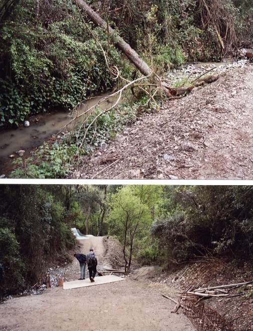 Pel cam de Sant Medir, ferralla. La riera remoguda.